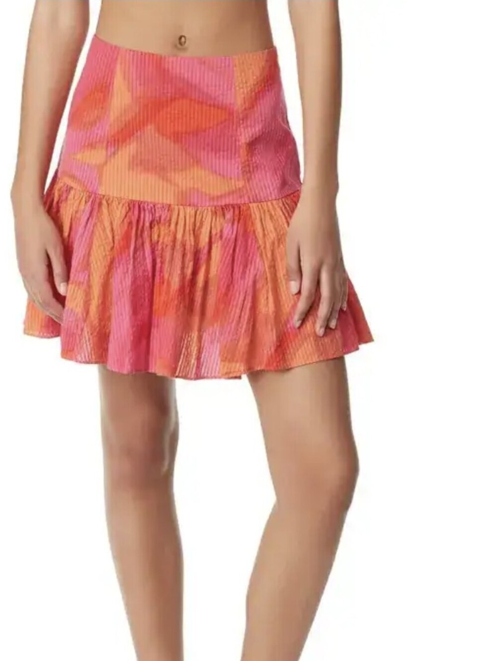 Circus NY Pink/Orange Cotton Ombre/Tie-dye Fit & Flare Mini Skirt (Size US 24)